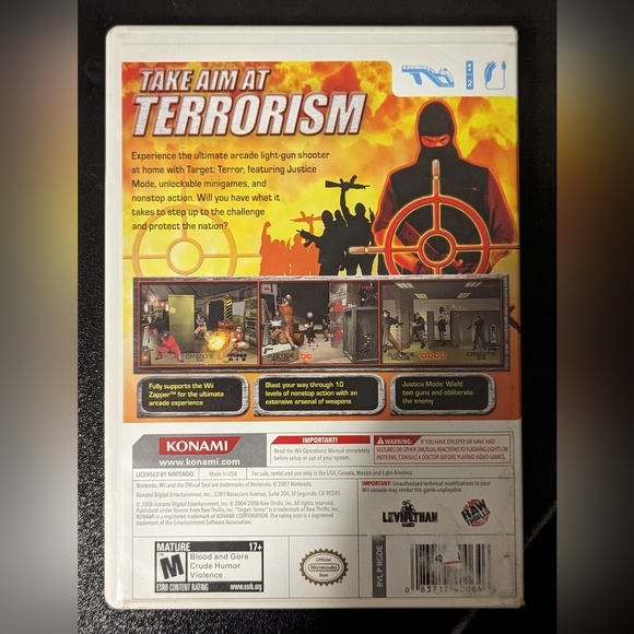 Target Terror Nintendo Wii VERY HARD TO FIND Rated M for Mature Wii game! CIB - Picture 5 of 5